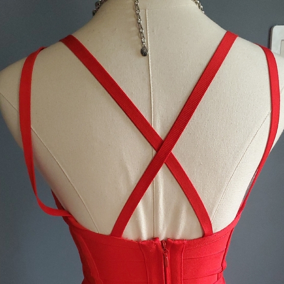 Nwt Topshop Red Sleeveless Fit and Flare Bodycon Dress - Picture 11 of 12